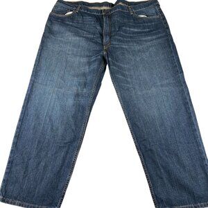Levis Mens 550 Jeans 50x29 Relaxed Fit Straight Leg Classic Blue with Wiskering.